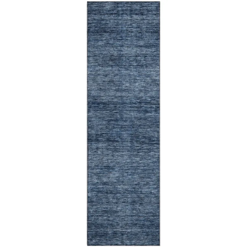 Luxury Washable Indoor/Outdoor Soft Essentials Navy 2\'3\" x 7\'6\" Runner Rug