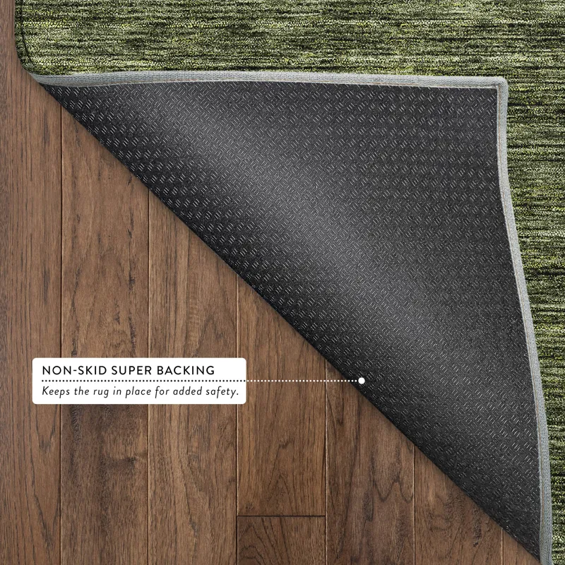 Luxury Washable Indoor/Outdoor Soft Essentials Olive 2\'6\" x 3\'10\" Rug
