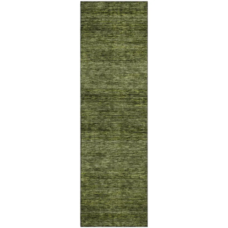 Luxury Washable Indoor/Outdoor Soft Essentials Olive 2\'3\" x 7\'6\" Runner Rug
