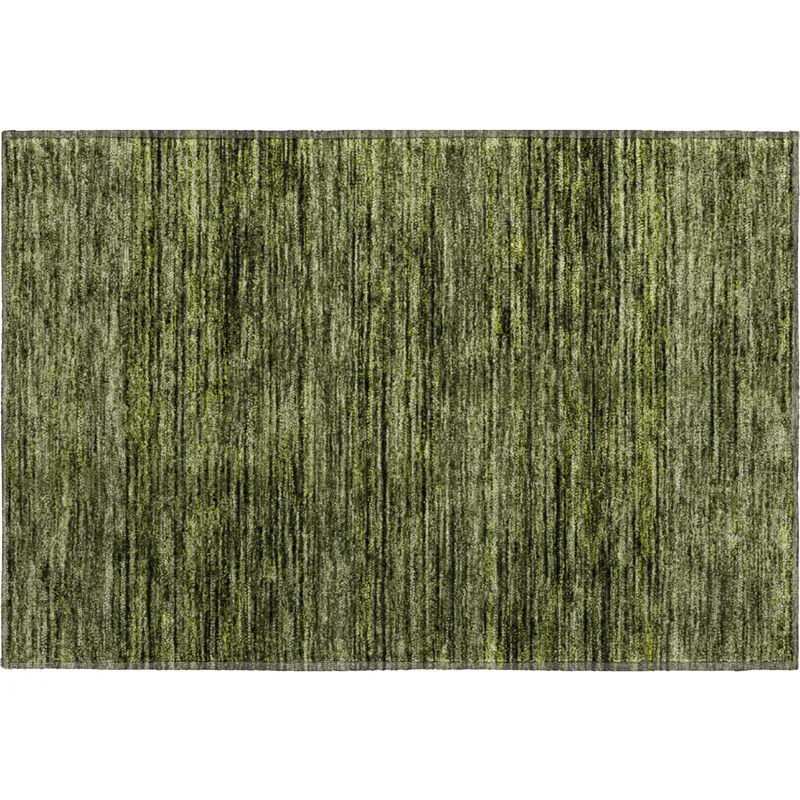 Luxury Washable Indoor/Outdoor Soft Essentials Olive 1\'8\" x 2\'6\" Rug