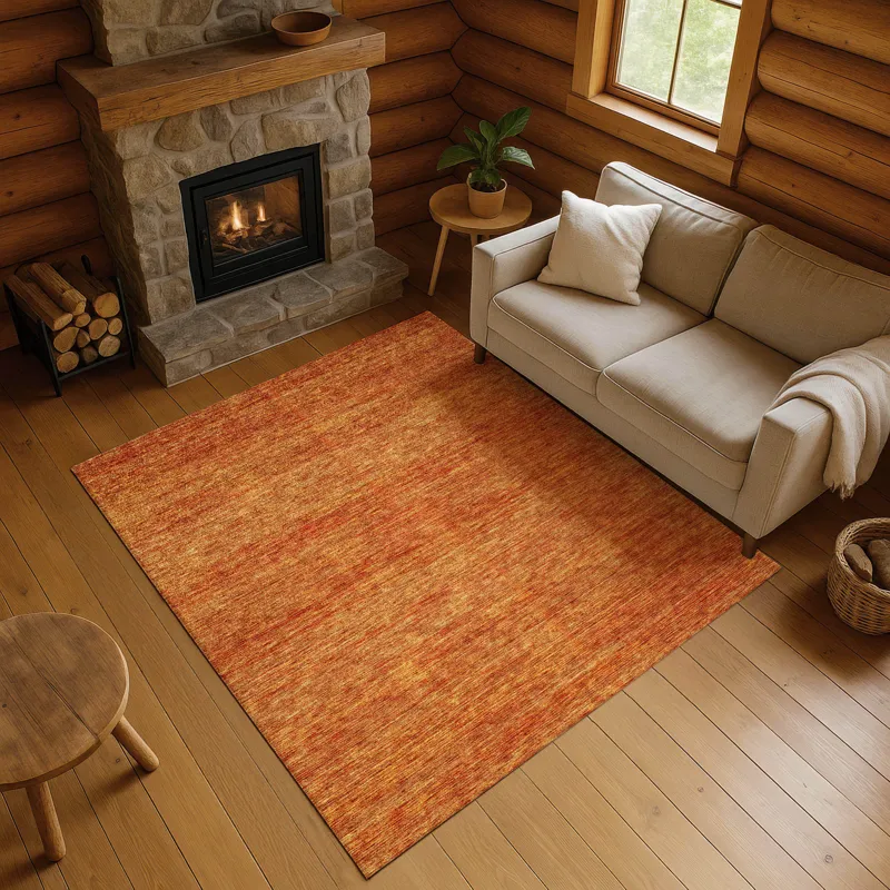 Luxury Washable Indoor/Outdoor Soft Essentials Orange 9\' x 12\' Rug