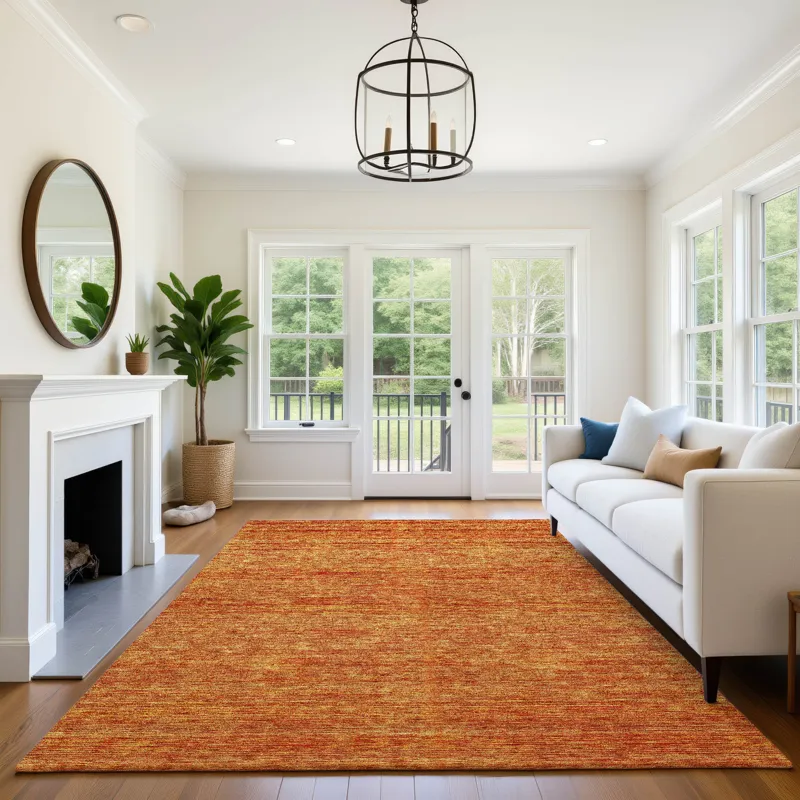 Luxury Washable Indoor/Outdoor Soft Essentials Orange 9\' x 12\' Rug