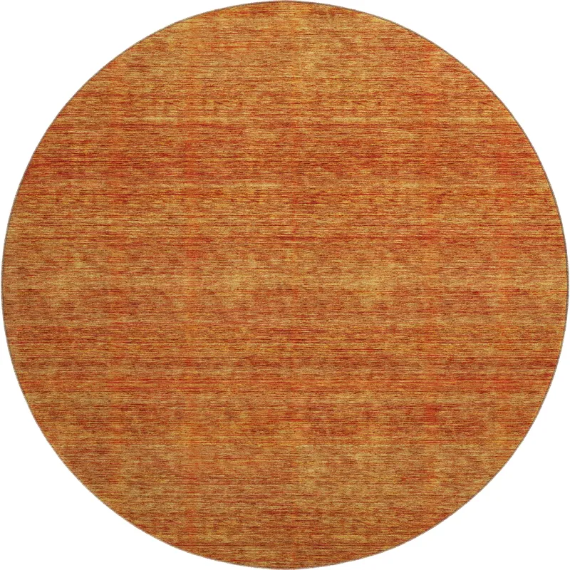 Luxury Washable Indoor/Outdoor Soft Essentials Orange 8\' x 8\' Round Rug