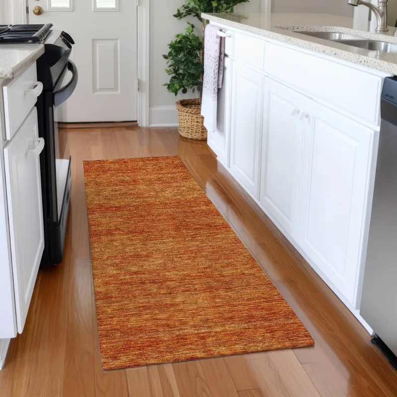 Luxury Washable Indoor/Outdoor Soft Essentials Orange 2\'3\" x 7\'6\" Runner Rug