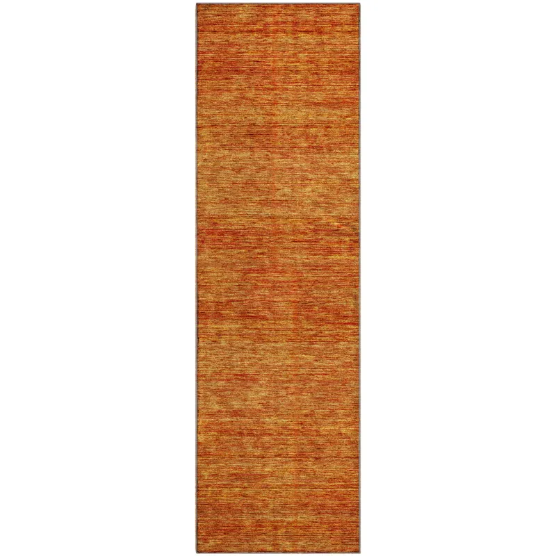 Luxury Washable Indoor/Outdoor Soft Essentials Orange 2\'3\" x 7\'6\" Runner Rug
