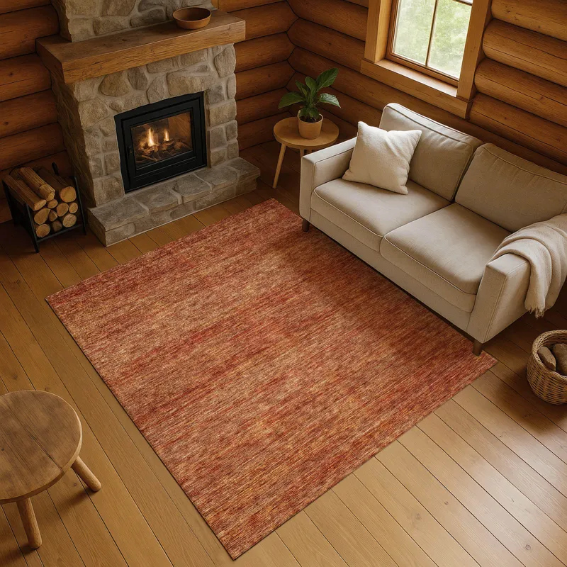 Luxury Washable Indoor/Outdoor Soft Essentials Paprika 9\' x 12\' Rug