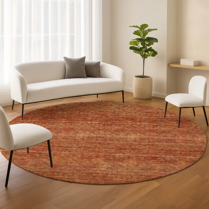 Luxury Washable Indoor/Outdoor Soft Essentials Paprika 8\' x 8\' Round Rug