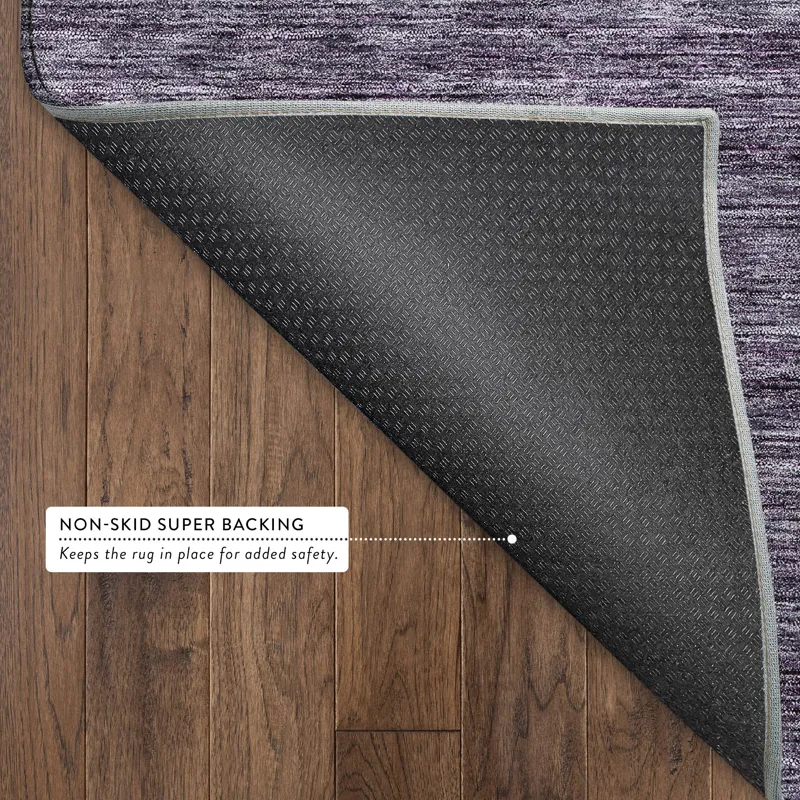 Luxury Washable Indoor/Outdoor Soft Essentials Plum 2\'3\" x 7\'6\" Runner Rug