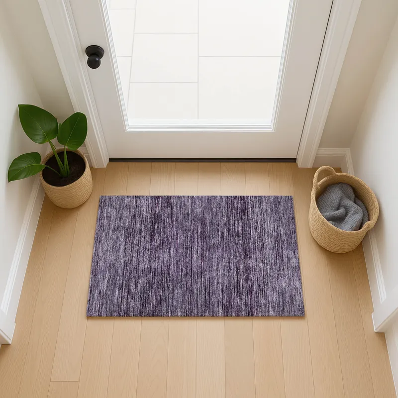 Luxury Washable Indoor/Outdoor Soft Essentials Plum 1\'8\" x 2\'6\" Rug
