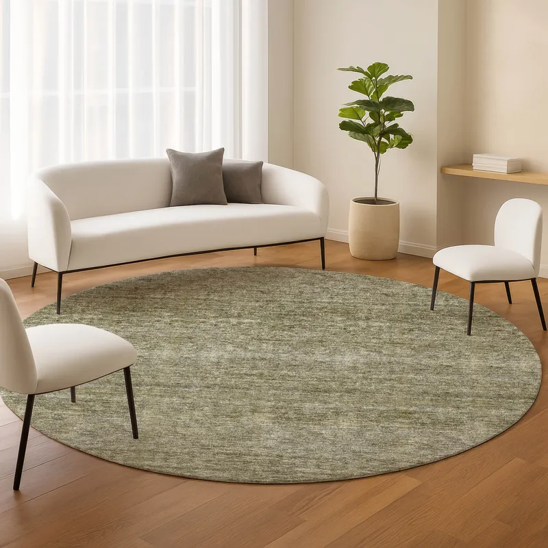 Luxury Washable Indoor/Outdoor Soft Essentials Sage 8\' x 8\' Round Rug