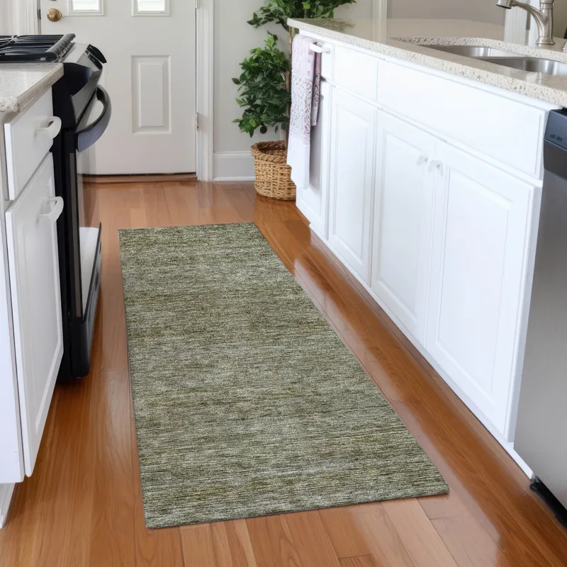 Luxury Washable Indoor/Outdoor Soft Essentials Sage 2\'3\" x 7\'6\" Runner Rug