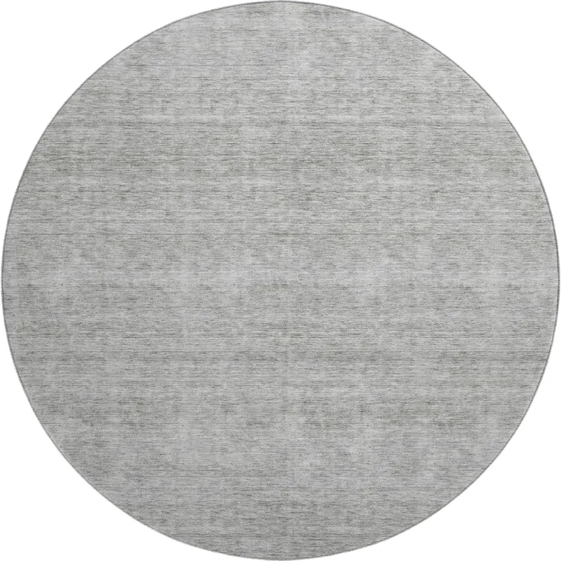 Luxury Washable Indoor/Outdoor Soft Essentials Silver 8\' x 8\' Round Rug