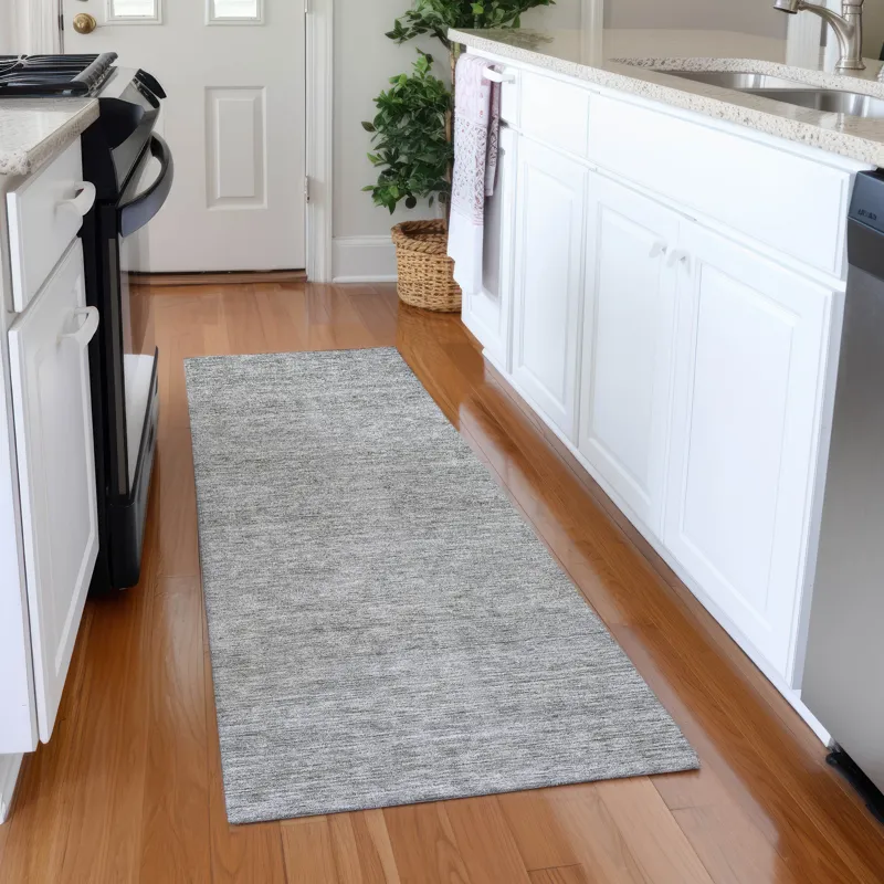 Luxury Washable Indoor/Outdoor Soft Essentials Silver 2\'3\" x 7\'6\" Runner Rug