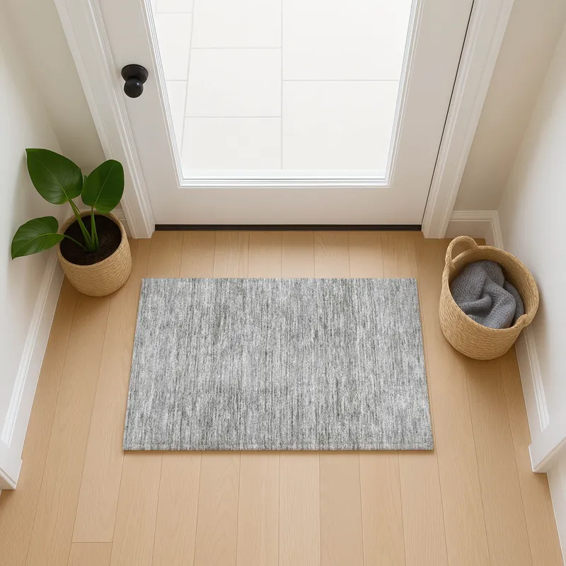 Luxury Washable Indoor/Outdoor Soft Essentials Silver 1\'8\" x 2\'6\" Rug