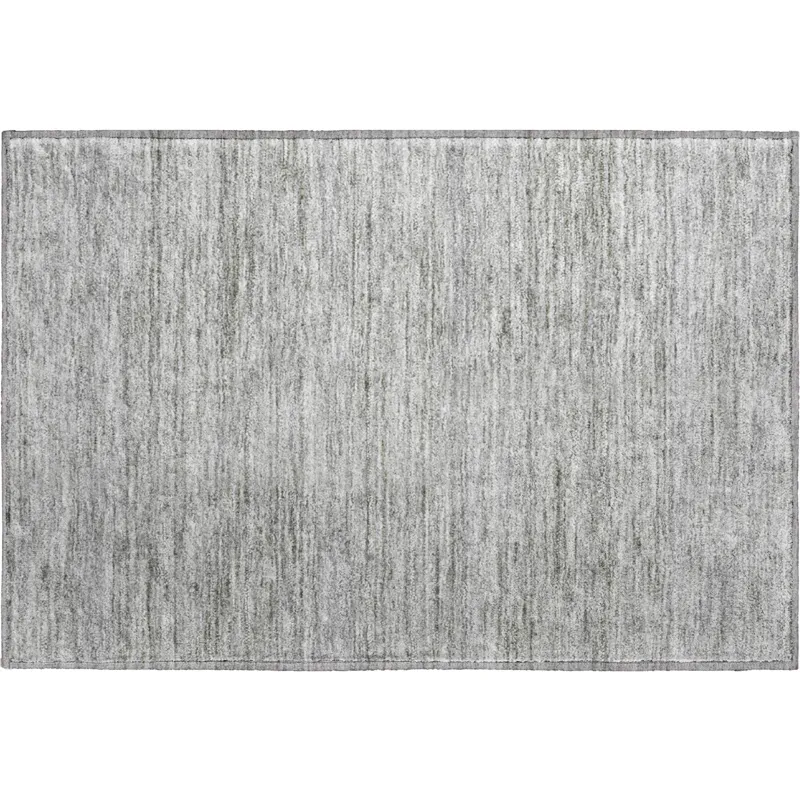 Luxury Washable Indoor/Outdoor Soft Essentials Silver 1\'8\" x 2\'6\" Rug