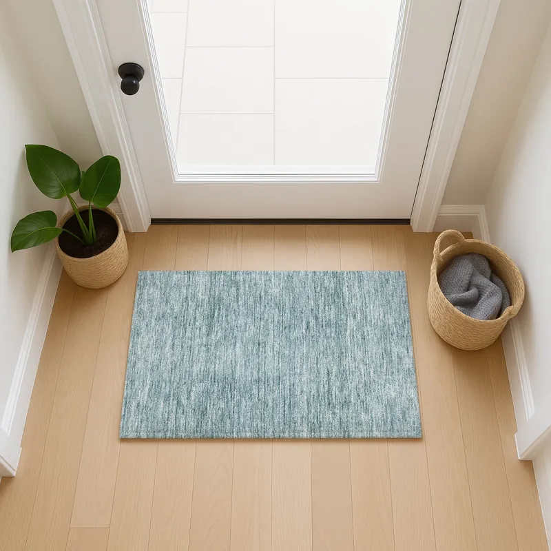 Luxury Washable Indoor/Outdoor Soft Essentials Sky 1\'8\" x 2\'6\" Rug