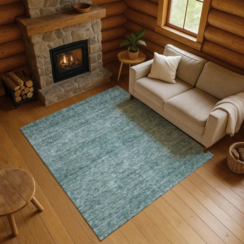 Luxury Washable Indoor/Outdoor Soft Essentials Teal 8\' x 10\' Rug