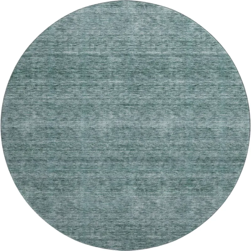 Luxury Washable Indoor/Outdoor Soft Essentials Teal 8\' x 8\' Round Rug