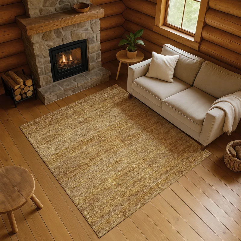 Luxury Washable Indoor/Outdoor Soft Essentials Walnut 9\' x 12\' Rug