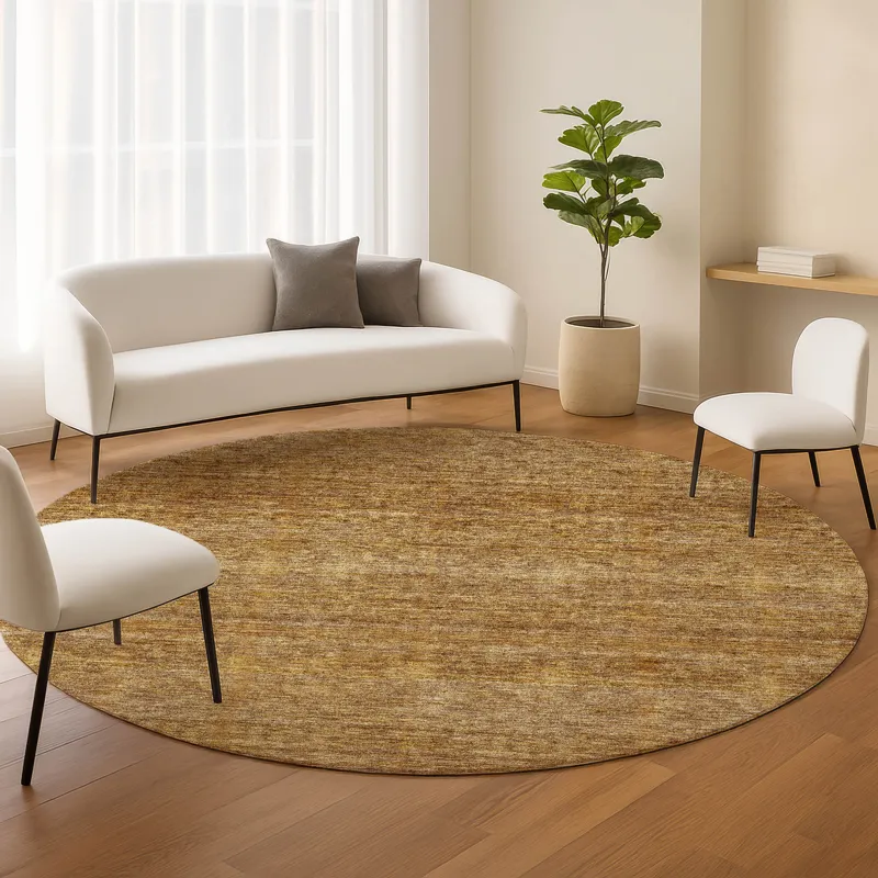 Luxury Washable Indoor/Outdoor Soft Essentials Walnut 8\' x 8\' Round Rug