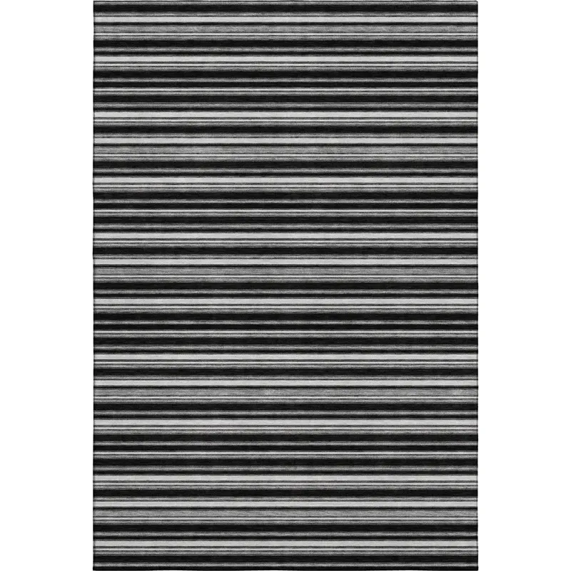 Luxury Washable Indoor/Outdoor Soft Essentials Black 10\' x 14\' Rug