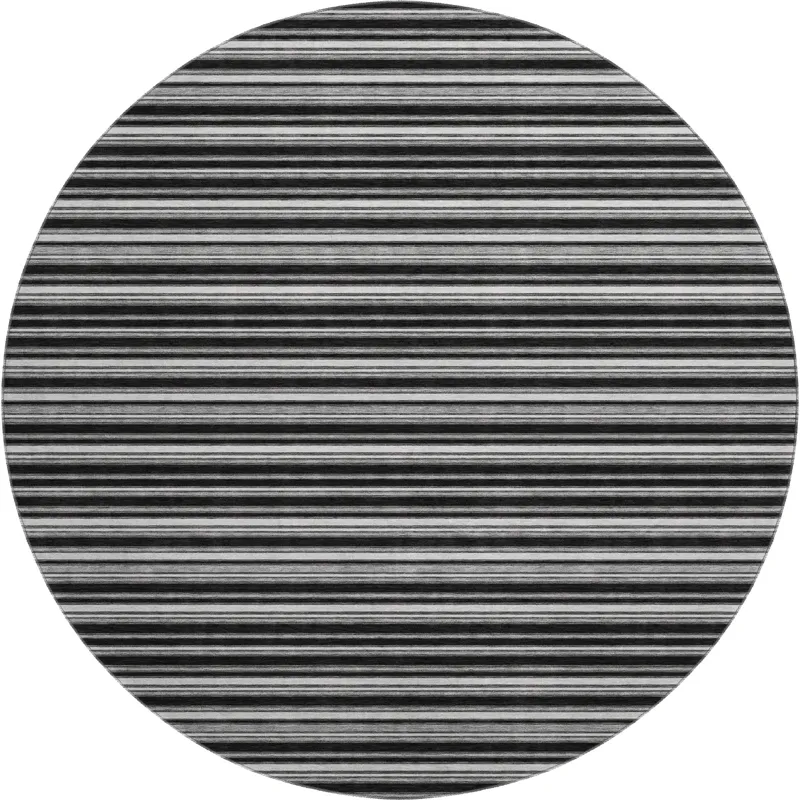 Luxury Washable Indoor/Outdoor Soft Essentials Black 8\' x 8\' Round Rug