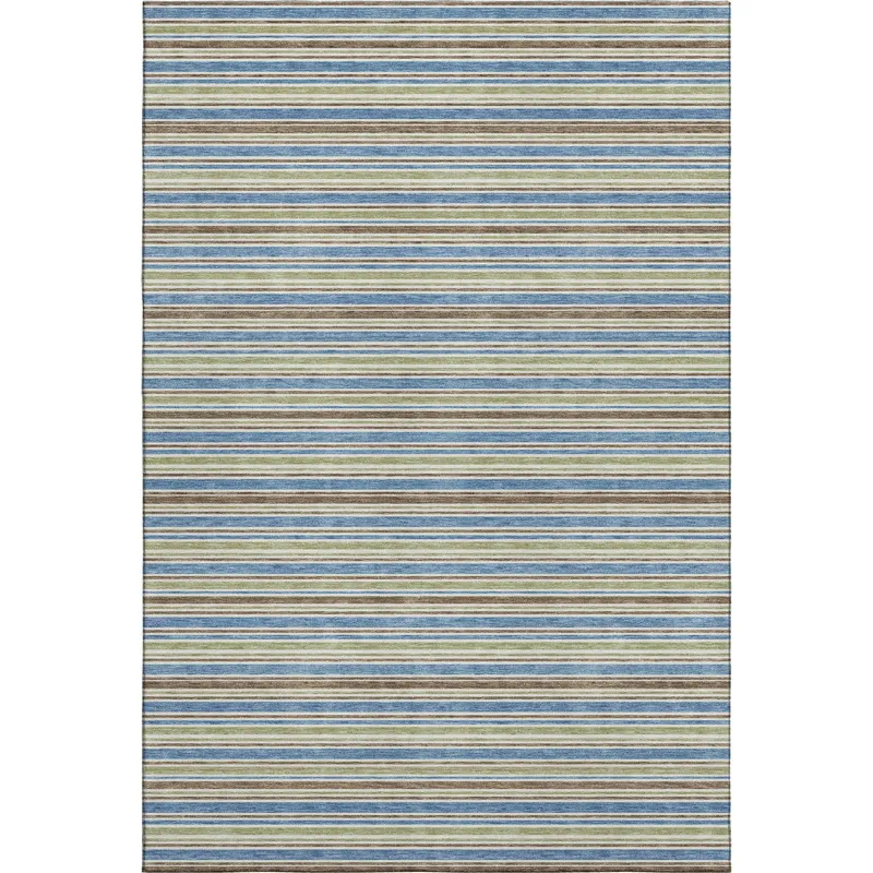 Luxury Washable Indoor/Outdoor Soft Essentials Blue 5\' x 7\'6\" Rug