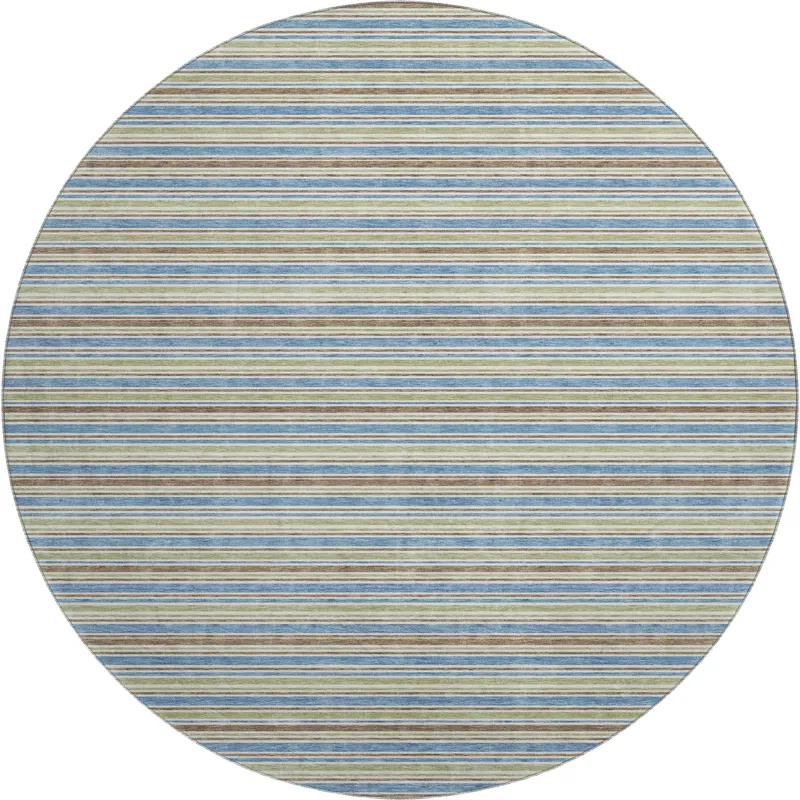 Luxury Washable Indoor/Outdoor Soft Essentials Blue 8\' x 8\' Round Rug