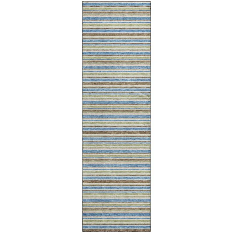 Luxury Washable Indoor/Outdoor Soft Essentials Blue 2\'3\" x 7\'6\" Runner Rug