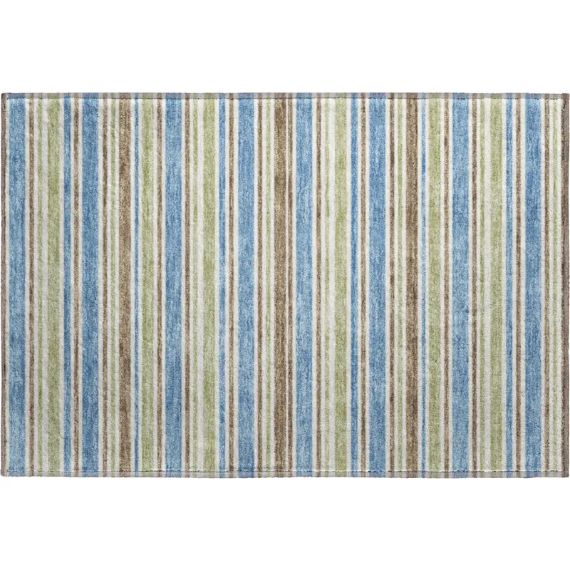 Luxury Washable Indoor/Outdoor Soft Essentials Blue 1\'8\" x 2\'6\" Rug
