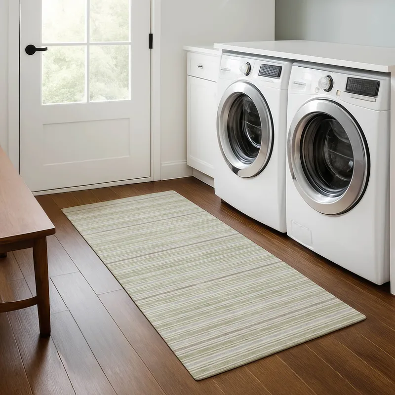 Luxury Washable Indoor/Outdoor Soft Essentials Celery 2\'3\" x 7\'6\" Runner Rug