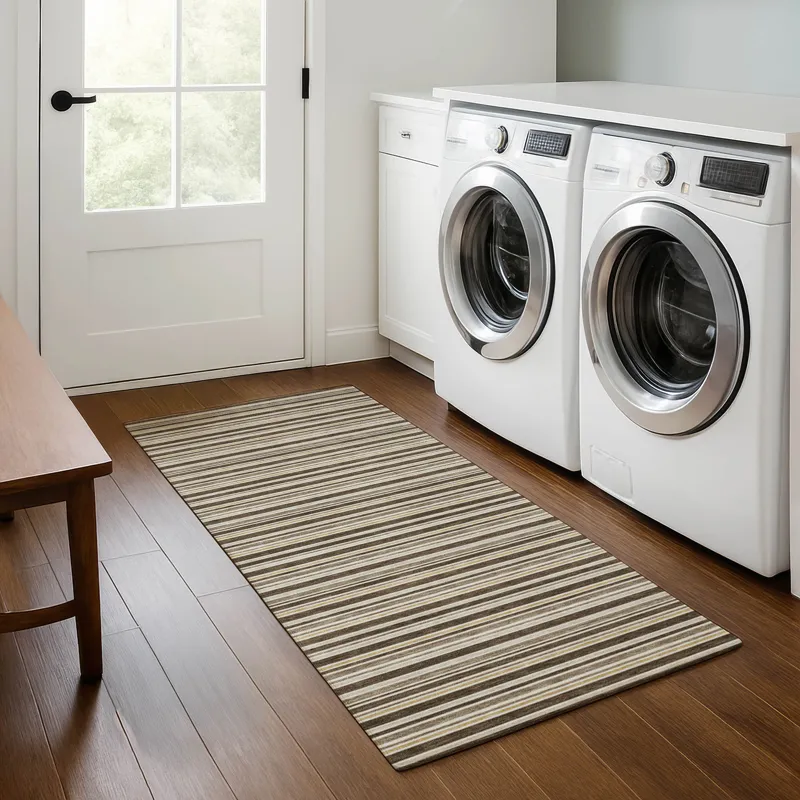Luxury Washable Indoor/Outdoor Soft Essentials Chocolate 2\'3\" x 7\'6\" Runner Rug
