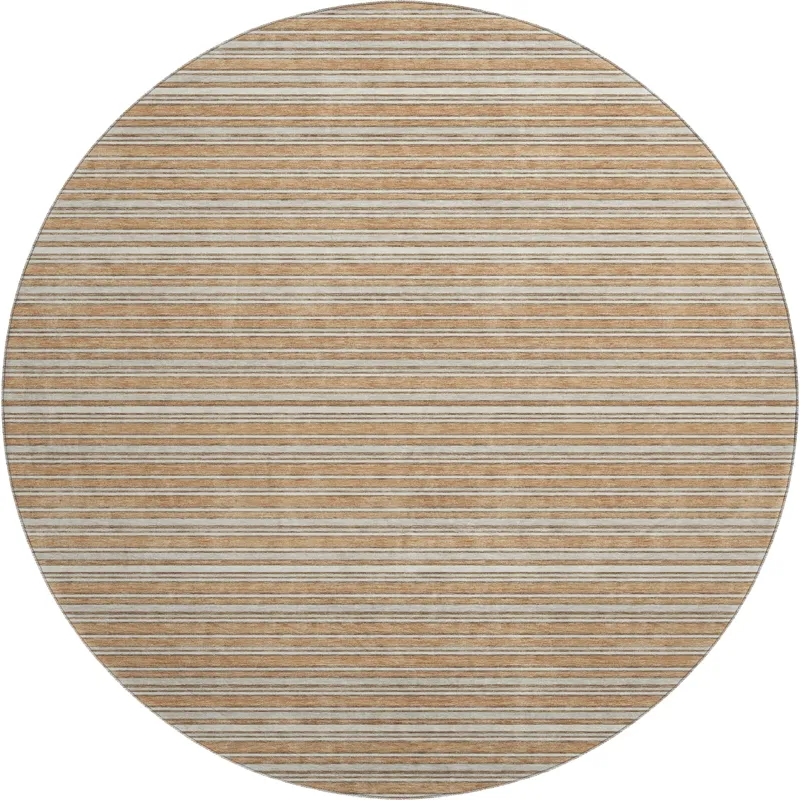 Luxury Washable Indoor/Outdoor Soft Essentials Copper 8\' x 8\' Round Rug