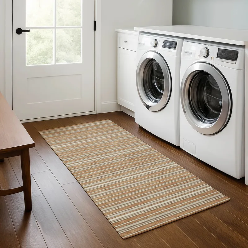 Luxury Washable Indoor/Outdoor Soft Essentials Copper 2\'3\" x 7\'6\" Runner Rug
