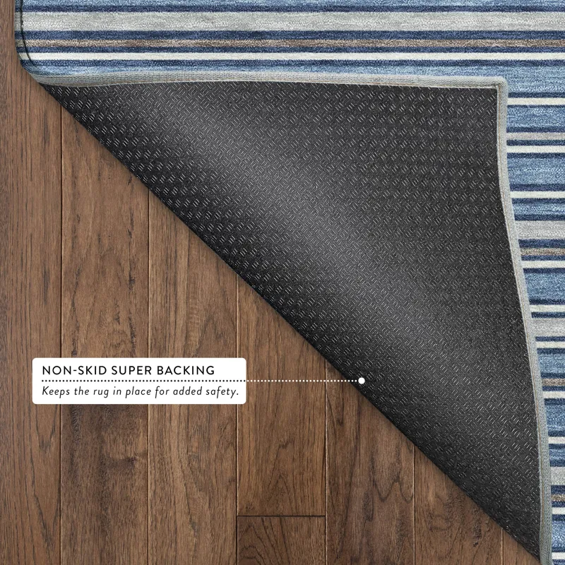 Luxury Washable Indoor/Outdoor Soft Essentials Denim 2\'6\" x 3\'10\" Rug