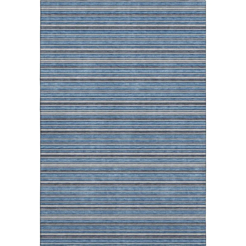 Luxury Washable Indoor/Outdoor Soft Essentials Denim 2\'6\" x 3\'10\" Rug