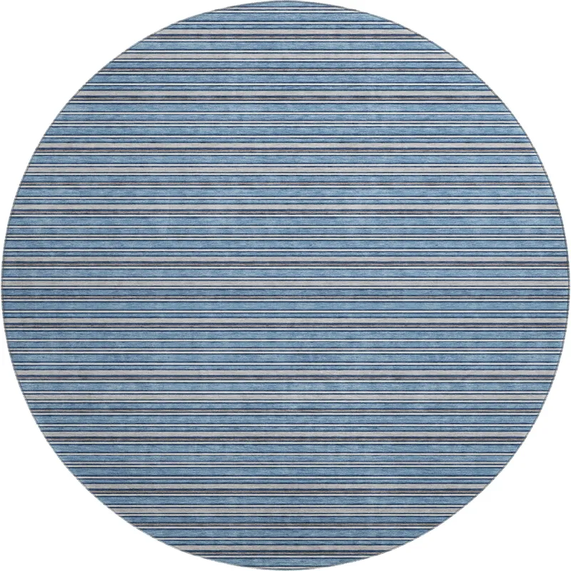 Luxury Washable Indoor/Outdoor Soft Essentials Denim 8\' x 8\' Round Rug