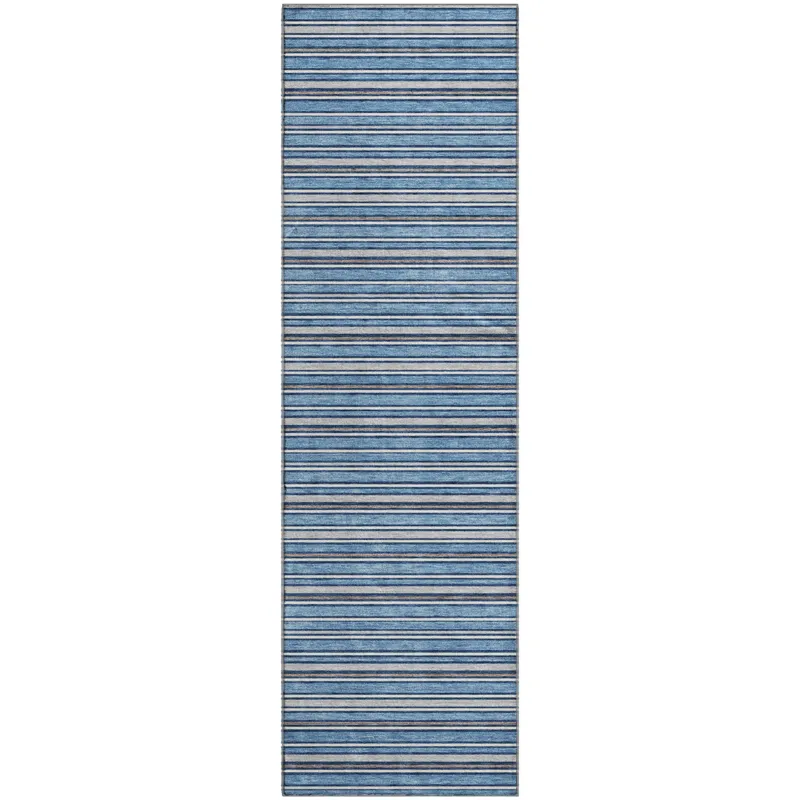 Luxury Washable Indoor/Outdoor Soft Essentials Denim 2\'3\" x 7\'6\" Runner Rug