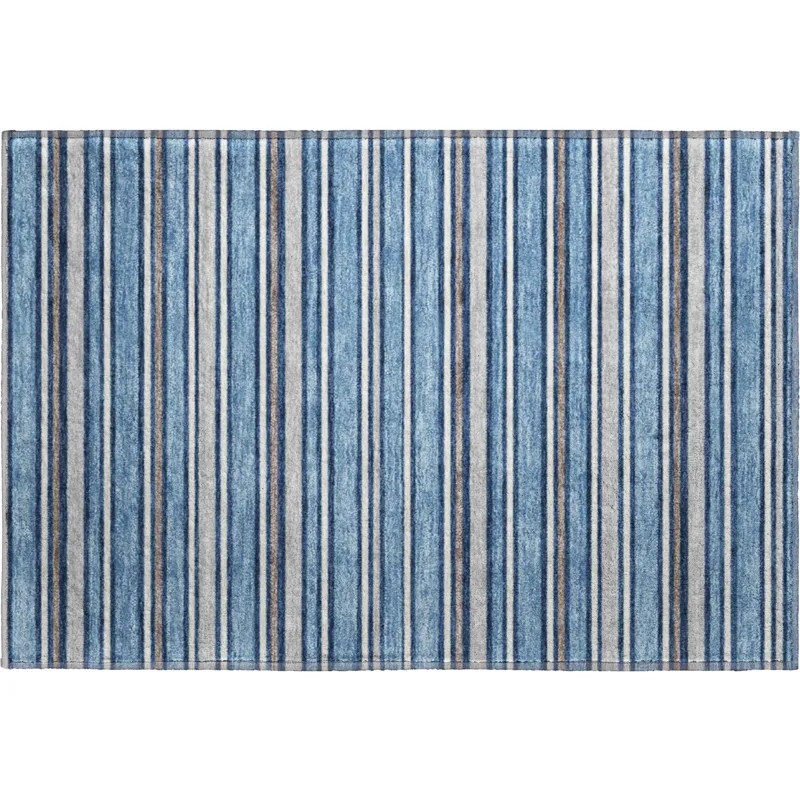 Luxury Washable Indoor/Outdoor Soft Essentials Denim 1\'8\" x 2\'6\" Rug