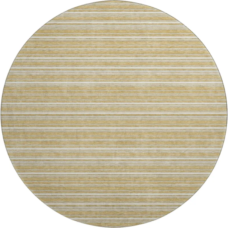 Luxury Washable Indoor/Outdoor Soft Essentials Gold 8\' x 8\' Round Rug