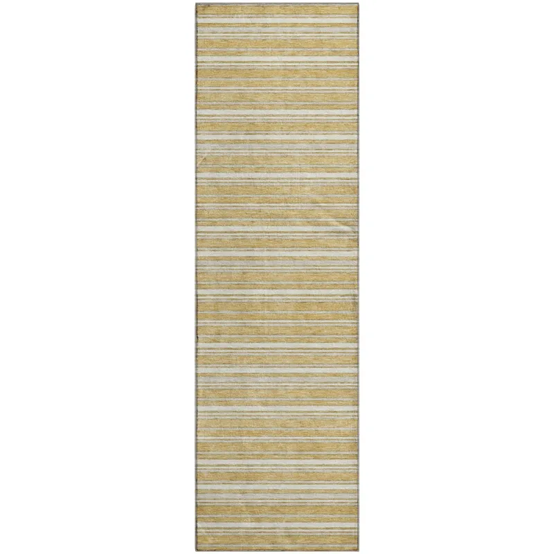 Luxury Washable Indoor/Outdoor Soft Essentials Gold 2\'3\" x 7\'6\" Runner Rug