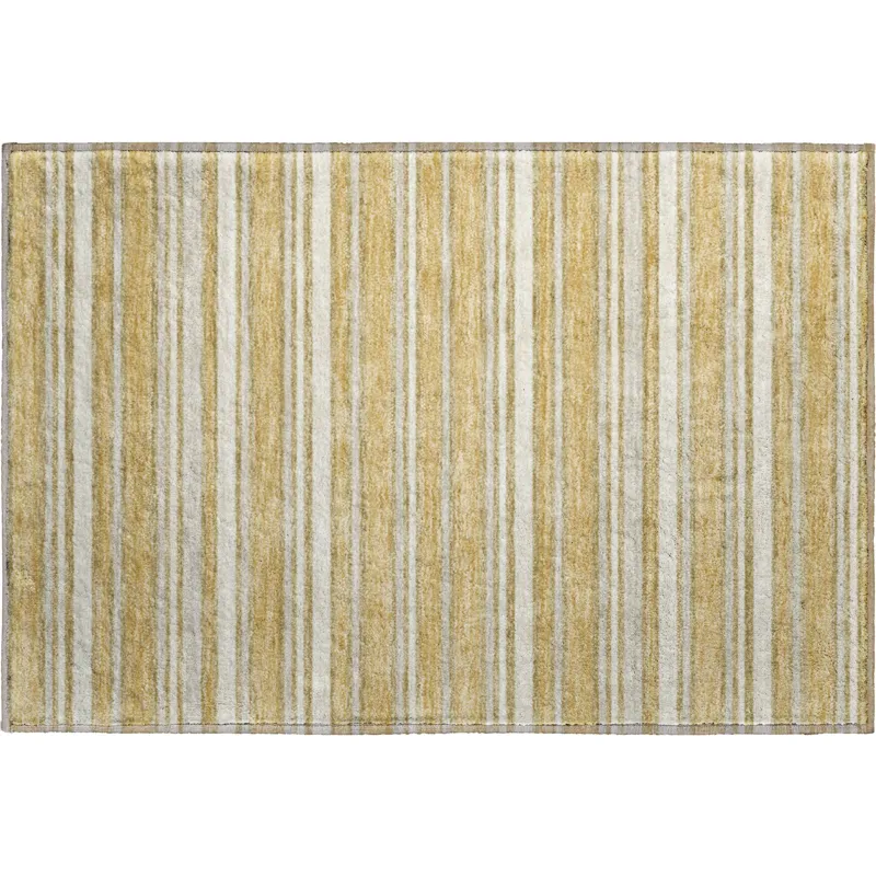 Luxury Washable Indoor/Outdoor Soft Essentials Gold 1\'8\" x 2\'6\" Rug