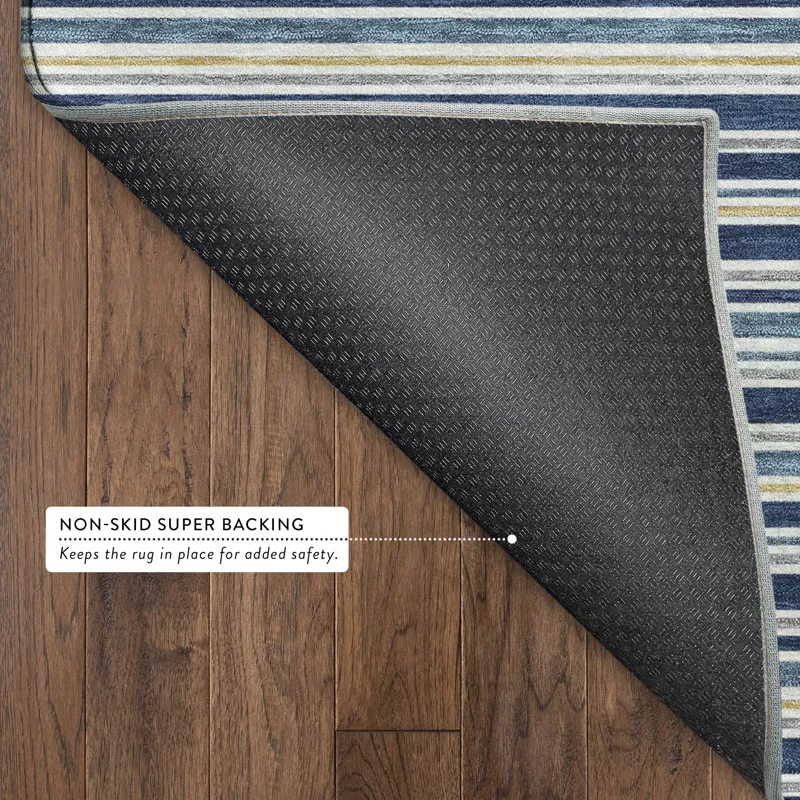 Luxury Washable Indoor/Outdoor Soft Essentials Navy 2\'6\" x 3\'10\" Rug