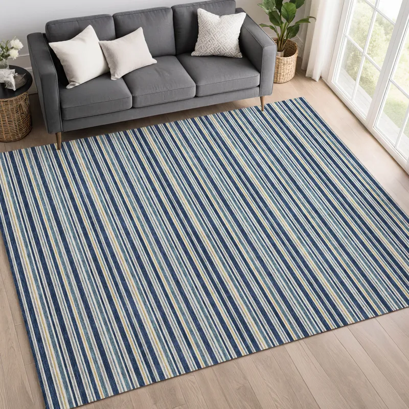 Luxury Washable Indoor/Outdoor Soft Essentials Navy 2\'6\" x 3\'10\" Rug