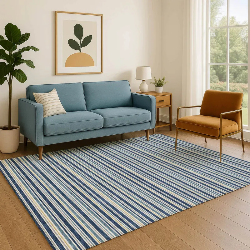 Luxury Washable Indoor/Outdoor Soft Essentials Navy 2\'6\" x 3\'10\" Rug