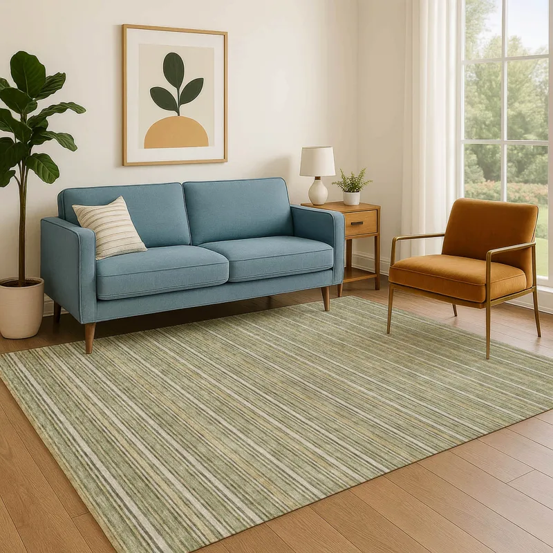 Luxury Washable Indoor/Outdoor Soft Essentials Olive 3\' x 5\' Rug