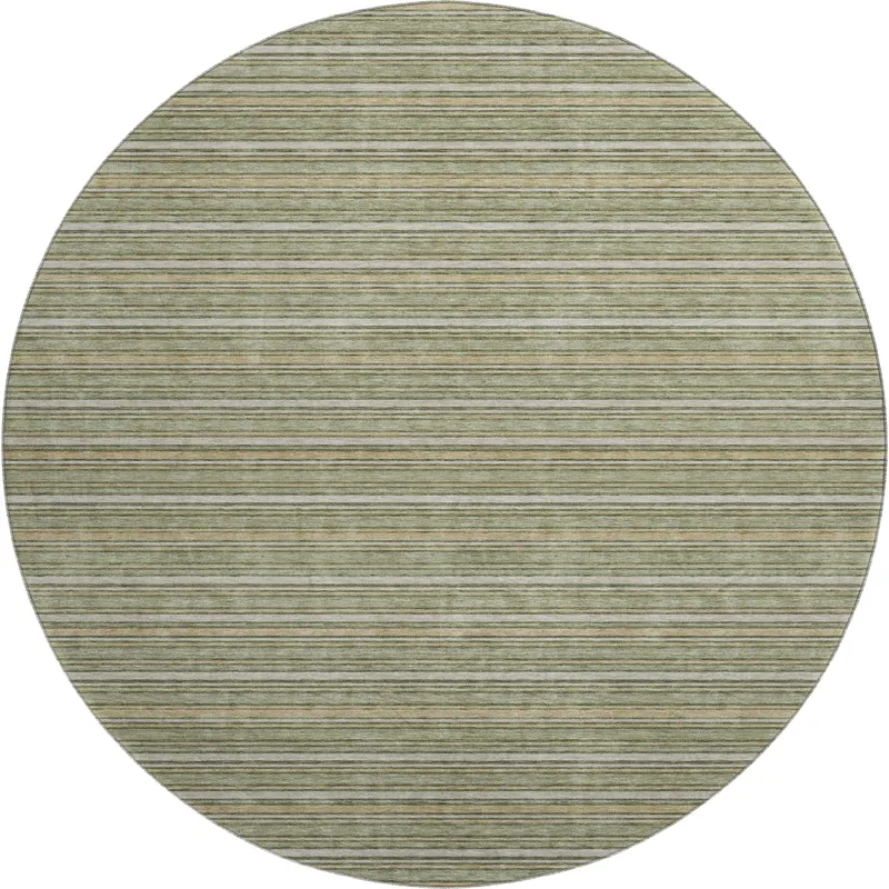 Luxury Washable Indoor/Outdoor Soft Essentials Olive 8\' x 8\' Round Rug