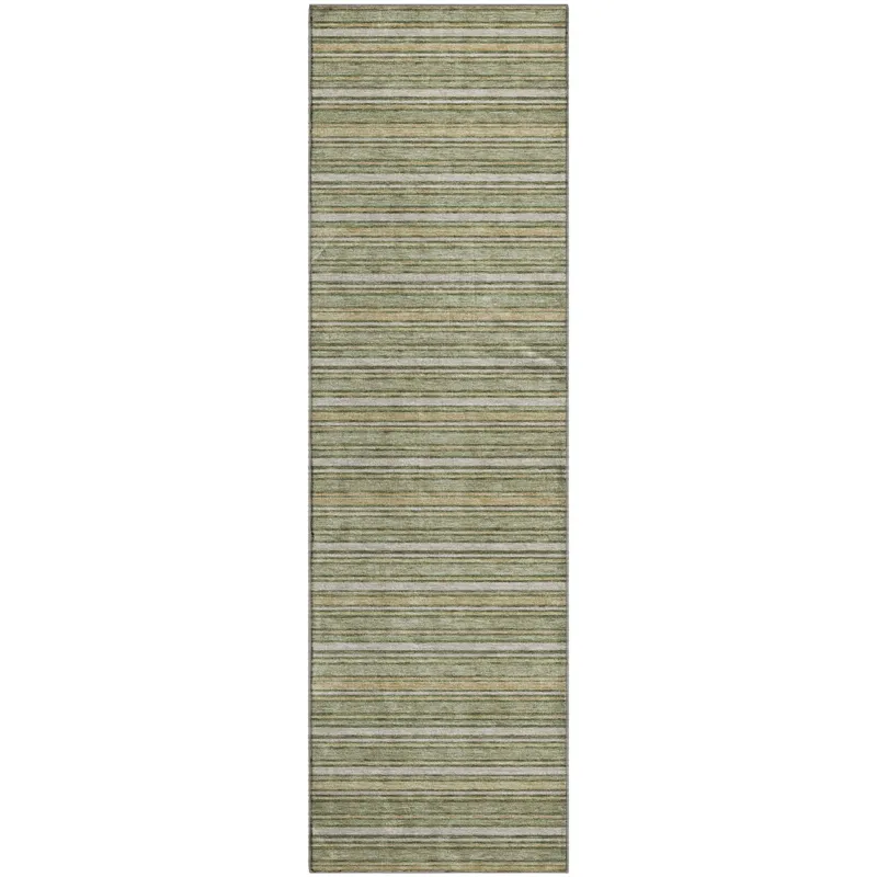 Luxury Washable Indoor/Outdoor Soft Essentials Olive 2\'3\" x 7\'6\" Runner Rug