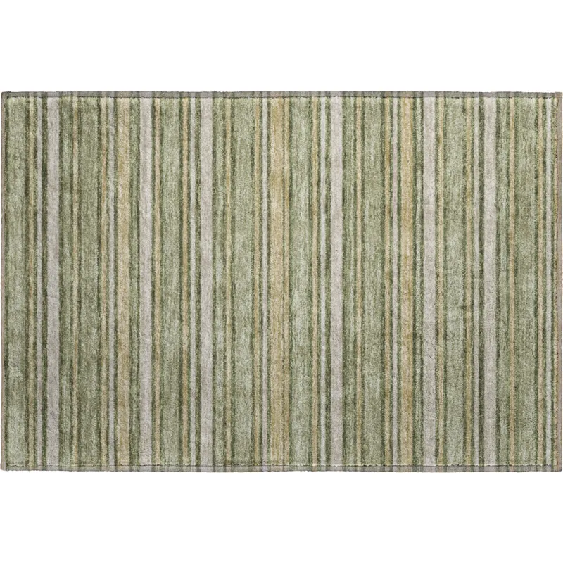 Luxury Washable Indoor/Outdoor Soft Essentials Olive 1\'8\" x 2\'6\" Rug