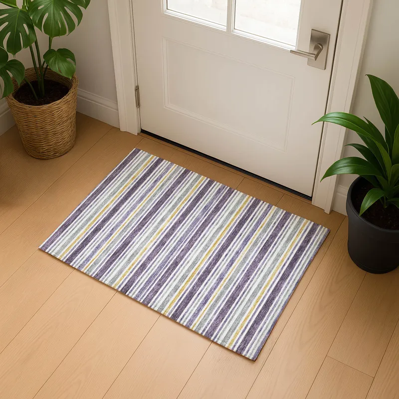 Luxury Washable Indoor/Outdoor Soft Essentials Plum 1\'8\" x 2\'6\" Rug